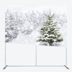 Lofaris White Snowy Winter Scene Square Tension Backdrop