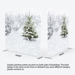 Lofaris White Snowy Winter Scene Square Tension Backdrop