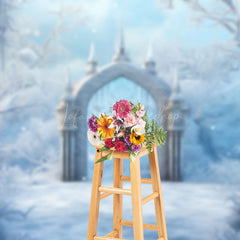 Lofaris White Snowy Wonderland Ice Pick Gate Photo Backdrop