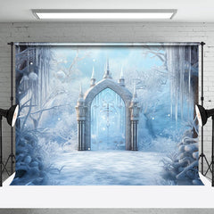 Lofaris White Snowy Wonderland Ice Pick Gate Photo Backdrop