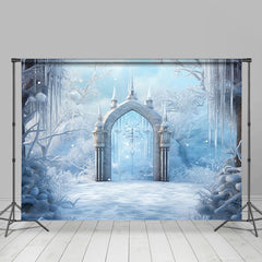 Lofaris White Snowy Wonderland Ice Pick Gate Photo Backdrop