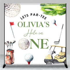 Lofaris White Sports Golf Custom Name 1st Birthday Backdrop