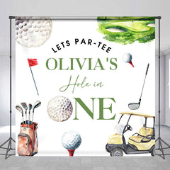 Lofaris White Sports Golf Custom Name 1st Birthday Backdrop