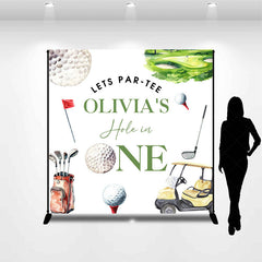 Lofaris White Sports Golf Custom Name 1st Birthday Backdrop