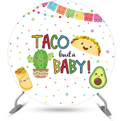 Lofaris White Taco Bout A Baby Colorful Dots Round Backdrop