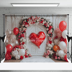 Lofaris White Vintage Wall Floral Balloons Romantic Backdrop