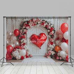 Lofaris White Vintage Wall Floral Balloons Romantic Backdrop