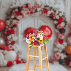 Lofaris White Vintage Wall Floral Balloons Romantic Backdrop