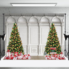 Lofaris White Vintage Wall Trees Festive Christmas Backdrop