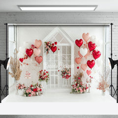 Lofaris White Wall Balloons Floral Valentines Day Backdrop