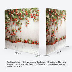 Lofaris White Wall Floral Strawberry Pillow Cover Backdrop