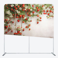 Lofaris White Wall Floral Strawberry Pillow Cover Backdrop