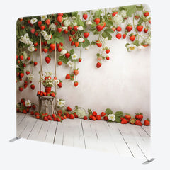 Lofaris White Wall Floral Strawberry Pillow Cover Backdrop