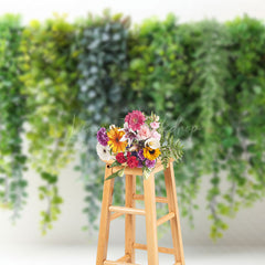 Lofaris White Wall Natural Greenery Spring Photo Backdrop