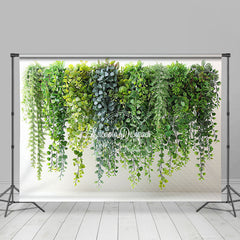 Lofaris White Wall Natural Greenery Spring Photo Backdrop