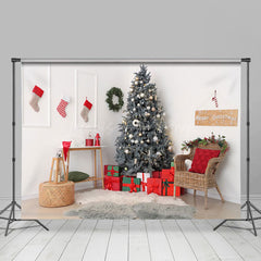 Lofaris White Wall Socks Chair Tree Mat Christmas Backdrop