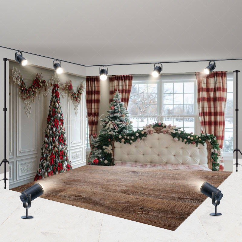 Lofaris White Wall Window Scene Christmas Room Set Backdrop