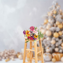 Lofaris White Wall Xmas Trees Bells Gifts Christmas Backdrop