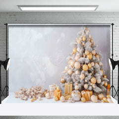 Lofaris White Wall Xmas Trees Bells Gifts Christmas Backdrop