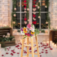 Lofaris White Window Candlelight Valentines Day Backdrop