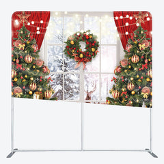 Lofaris White Window Forest Christmas Pillow Cover Backdrop