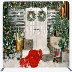 Lofaris White Wood Wall Christmas Pillow Case Backdrop