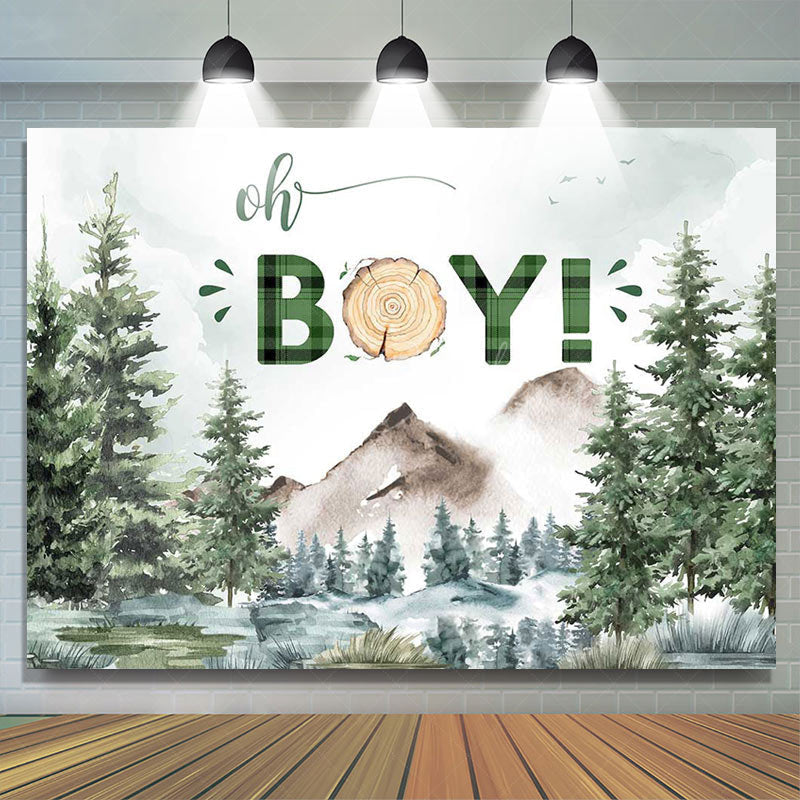 Lofaris Wild Field Forest Trees Oh Boy Baby Shower Backdrop