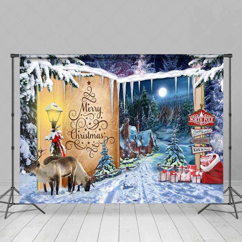 Lofaris Wild Field Signpost Story Book Christmas Backdrop