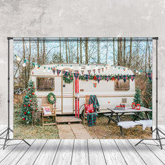 Lofaris Wild Forest Motorhome Camping Christmas Backdrop