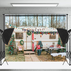 Lofaris Wild Forest Motorhome Camping Christmas Backdrop