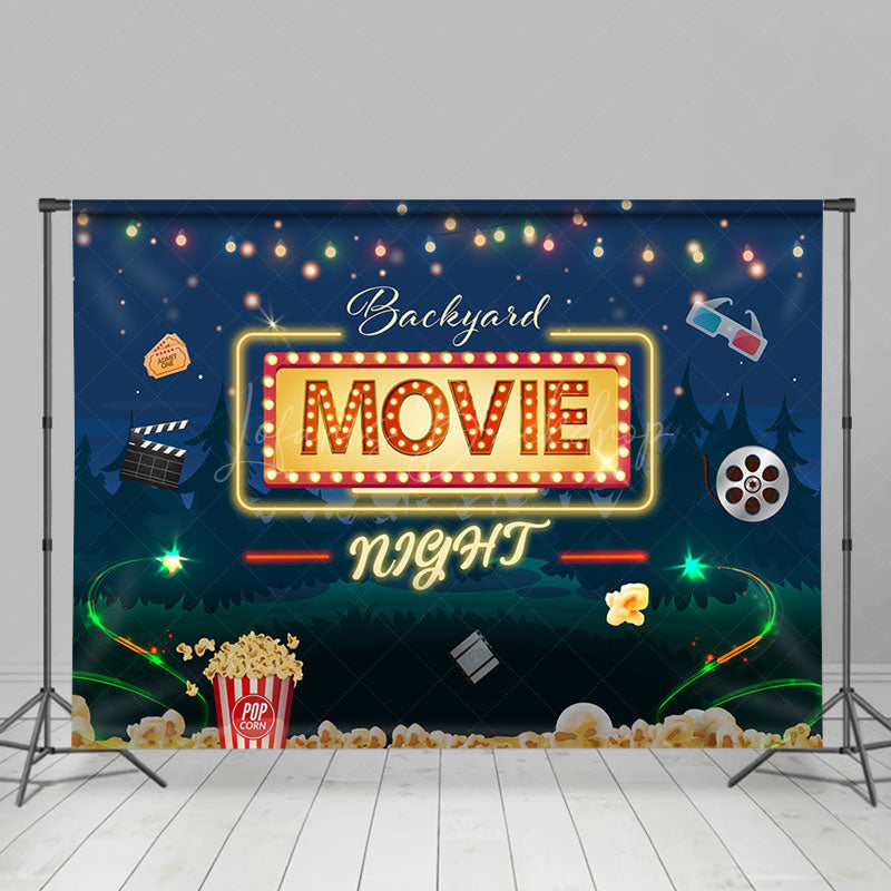 Lofaris Wild Forest Popcorn Backyard Movie Night Backdrop