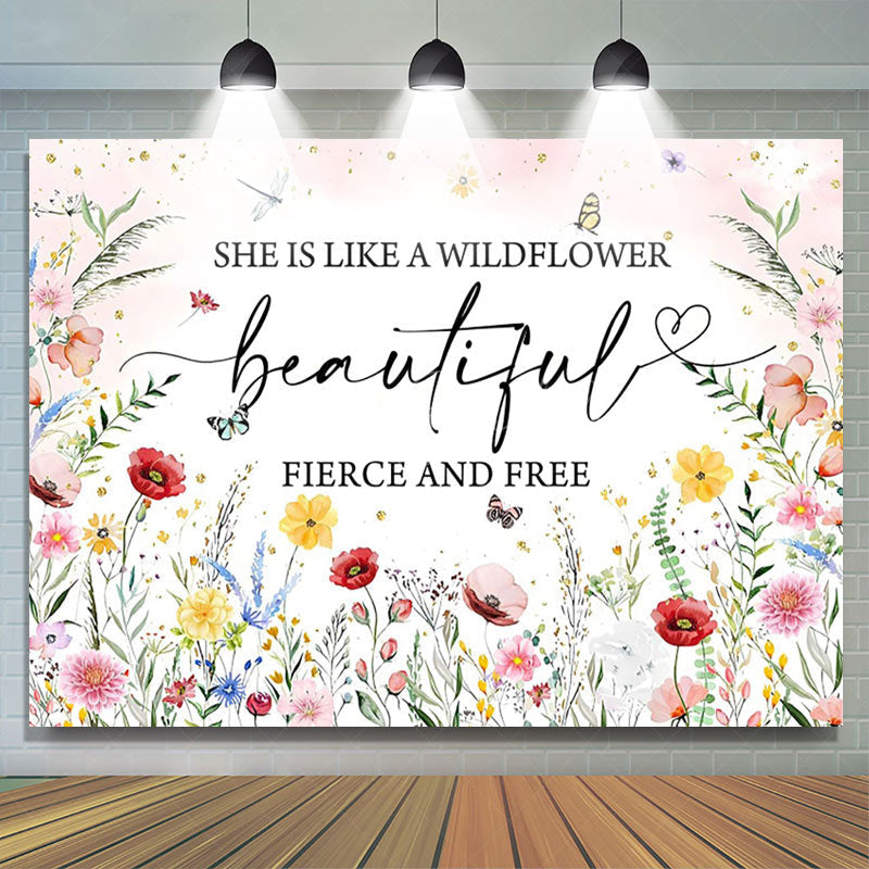 Lofaris Wildflower Beautiful Fierce Free Birthday Backdrop