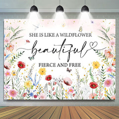 Lofaris Wildflower Beautiful Fierce Free Birthday Backdrop