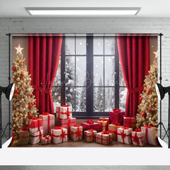 Lofaris Window Scene Gifts Christmas Festive Room Backdrop