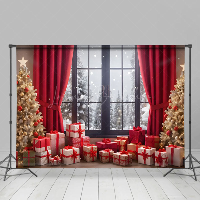 Lofaris Window Scene Gifts Christmas Festive Room Backdrop