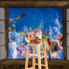 Lofaris Window Scene Snowy Forest Santa Christmas Backdrop