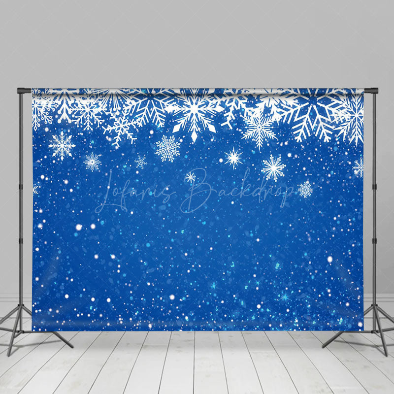 Lofaris Winter Blue Night White Falling Snowflake Backdrop