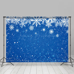 Lofaris Winter Blue Night White Falling Snowflake Backdrop