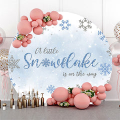 Lofaris Winter Blue Snowflake Round Baby Shower Backdrop