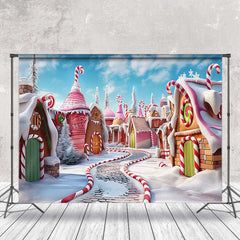 Lofaris Winter Candyland Street Snowy Christmas Backdrop