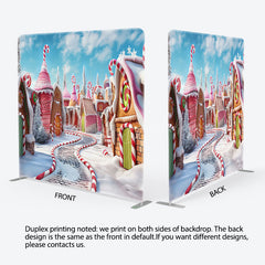 Lofaris Winter Candyland Street Snowy Pillow Case Backdrop