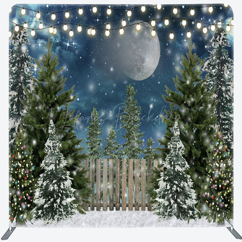 Lofaris Winter Christmas Tree Night Pillow Case Backdrop