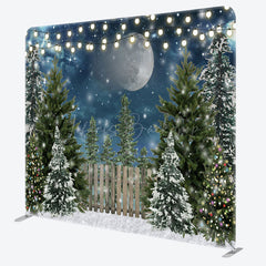 Lofaris Winter Christmas Tree Night Pillow Case Backdrop