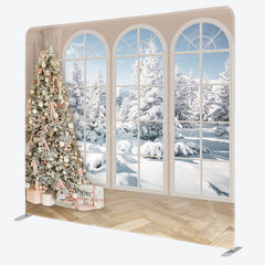 Lofaris Winter Decored Christmas Tree Pillow Cover Backdrop