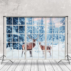 Lofaris Winter Dreamscape With Abstract Deer Window Backdrop