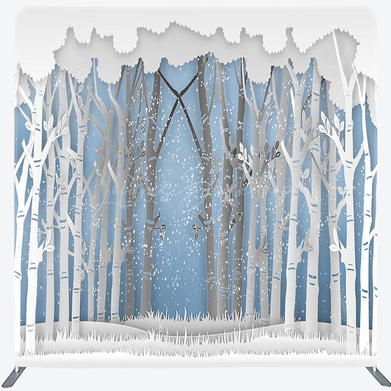 Lofaris Winter Forest Scene Decoupage Square Tension Backdrop