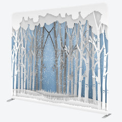 Lofaris Winter Forest Scene Decoupage Square Tension Backdrop