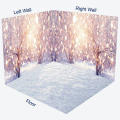 Lofaris Winter Heavy Snowy Light Bokeh Room Set Backdrop