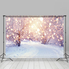 Lofaris Winter Heavy Snowy Light Bokeh Room Set Backdrop