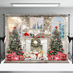 Lofaris Winter House Fireplace Christmas Photography Backdrop